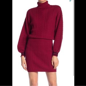 Joie Jelinelle Red Turtleneck Cable Knit Sweater Dress Women’s XS